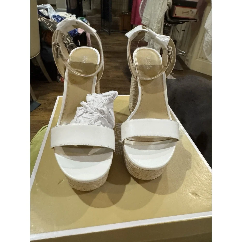 MICHAEL Michael‎ Kors Women's Ashton Ankle-Strap Espadrille White Size 10